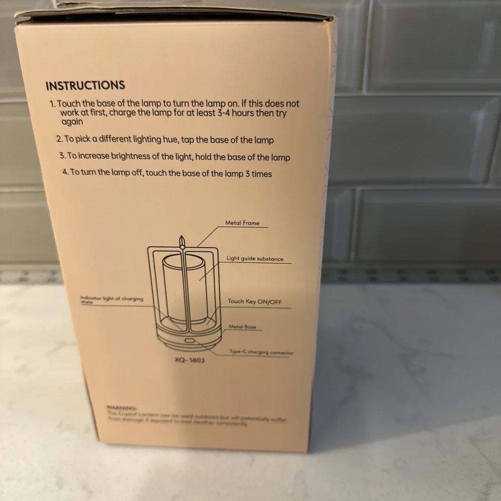 Klarako‎ Crystal Lantern Lamp–Modern Cordless Rechargeable Bedside & Outdoor NEW